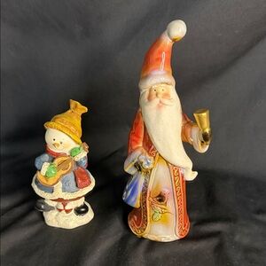 Santa and Snowman Figurines